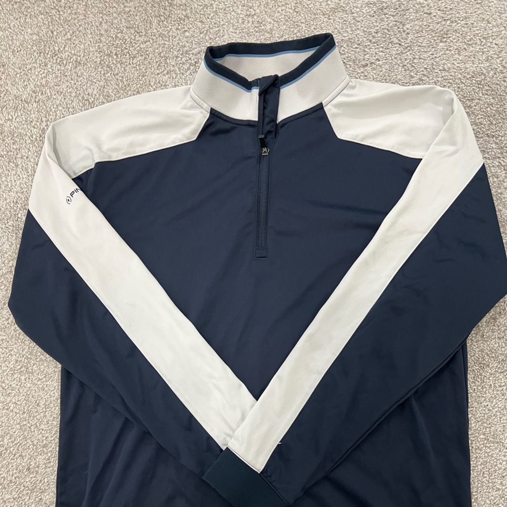 Ping Navy and Cream Quarter-Zip Pullover